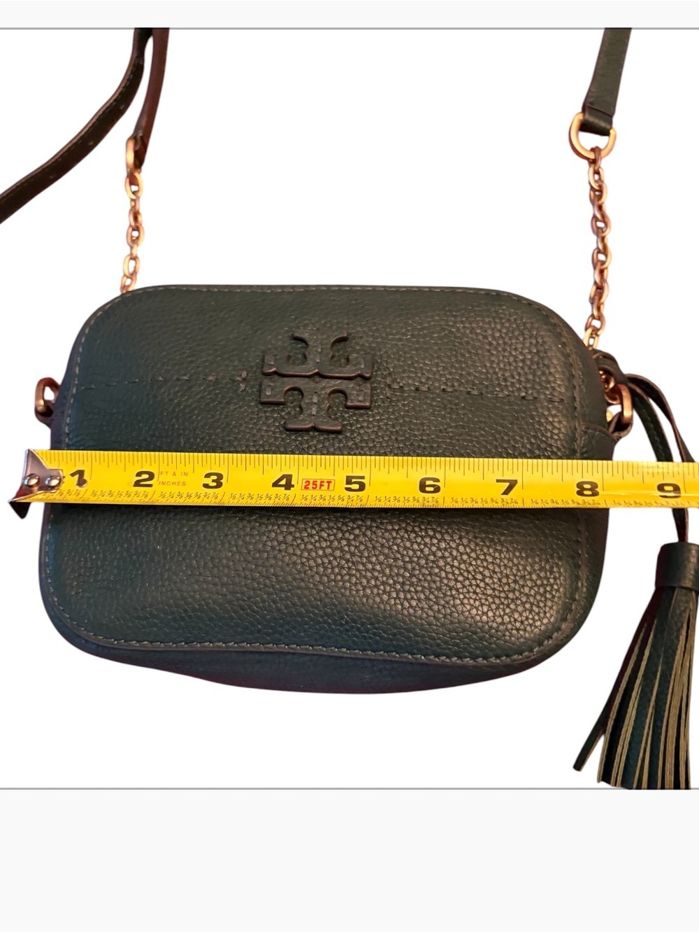 Tory Burch McGraw Camera Bag in Dark Green Pebbled Leather - Picture 7 of 9